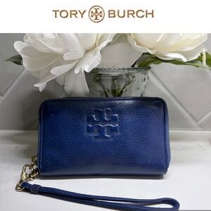 TORY BURCH Blue Leather Wristlet